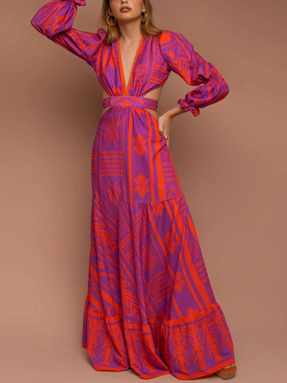 Mar a Mar Serena Purple Red Resortwear Maxi Dress NWT NEW Size M